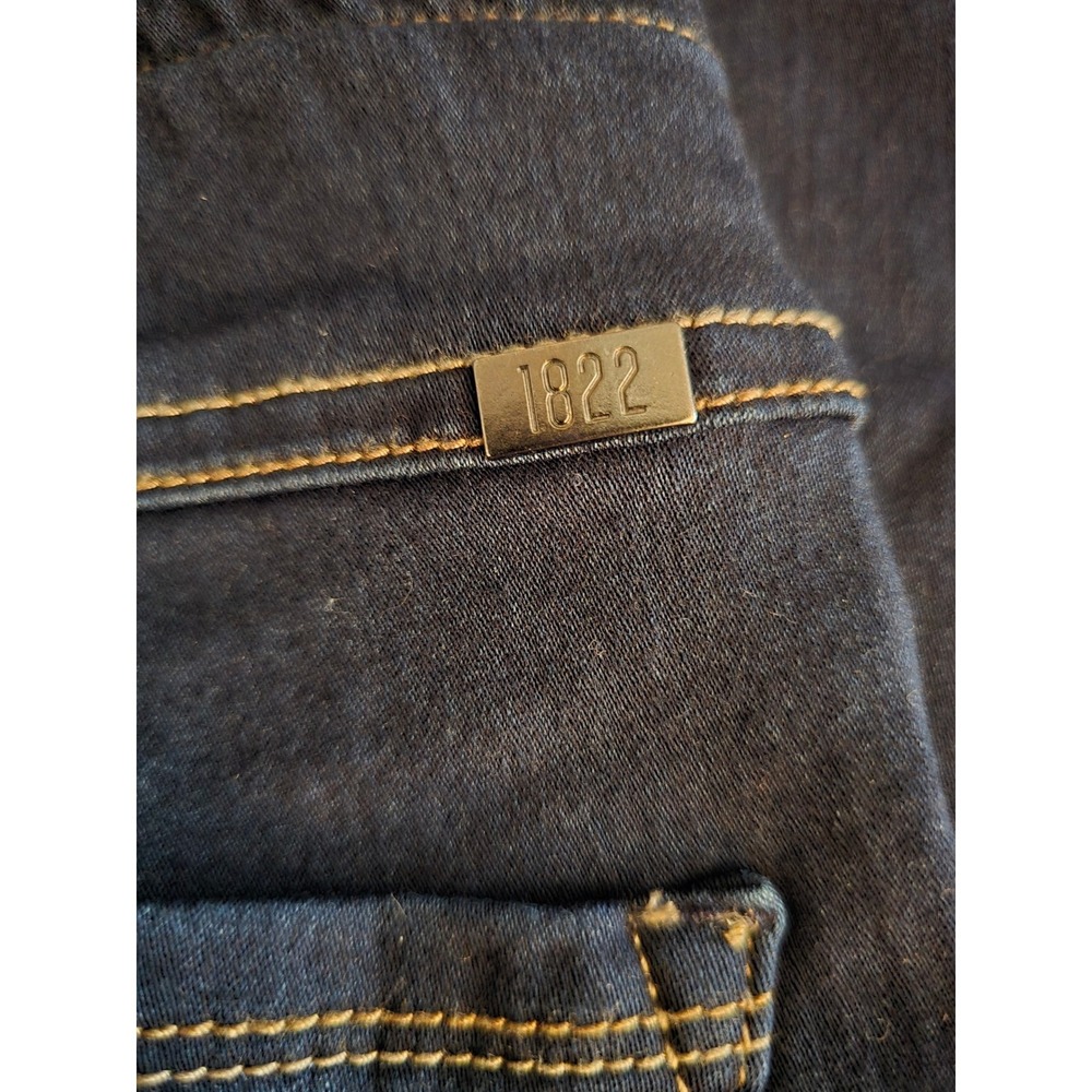 1822 Denim Womens High Rise Pull On Flare Jeans Dark Indigo Blue Size 12 Stretch - Picture 10 of 10